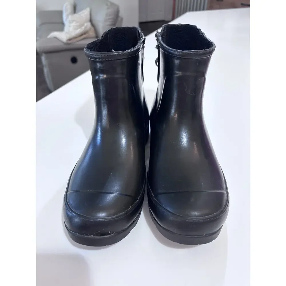 SPERRY Duck Walker Turf Rain Boots Women’s 6 Black Rubber Waterproof STS 99564